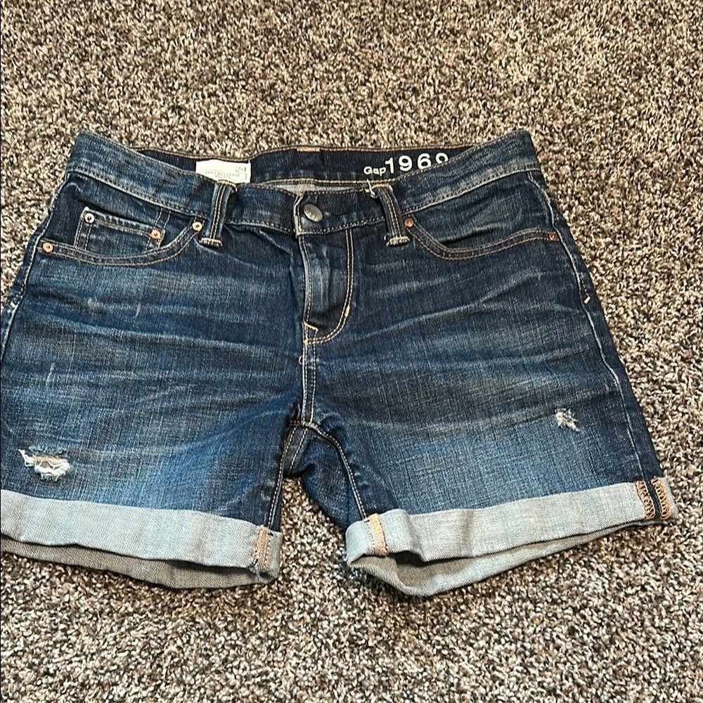 GAP Blue Jean Shorts Distressed Cuffed Hem